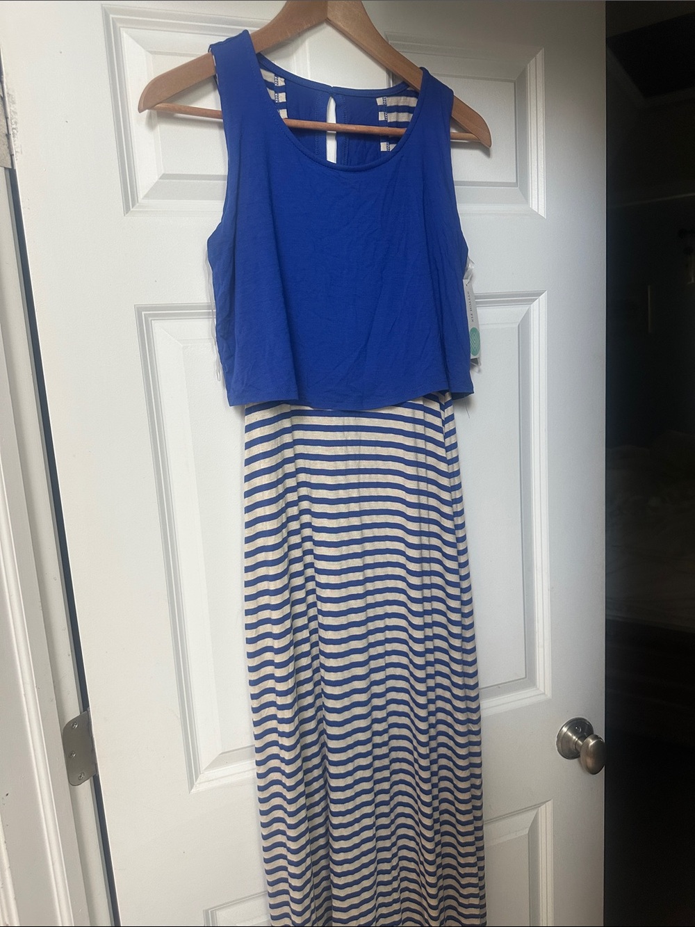 Le Lis Blue and White Striped Maxi Dress Karlah NWT